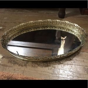 Vintage Oval Vanity Tray Hollywood Regency MCM #1